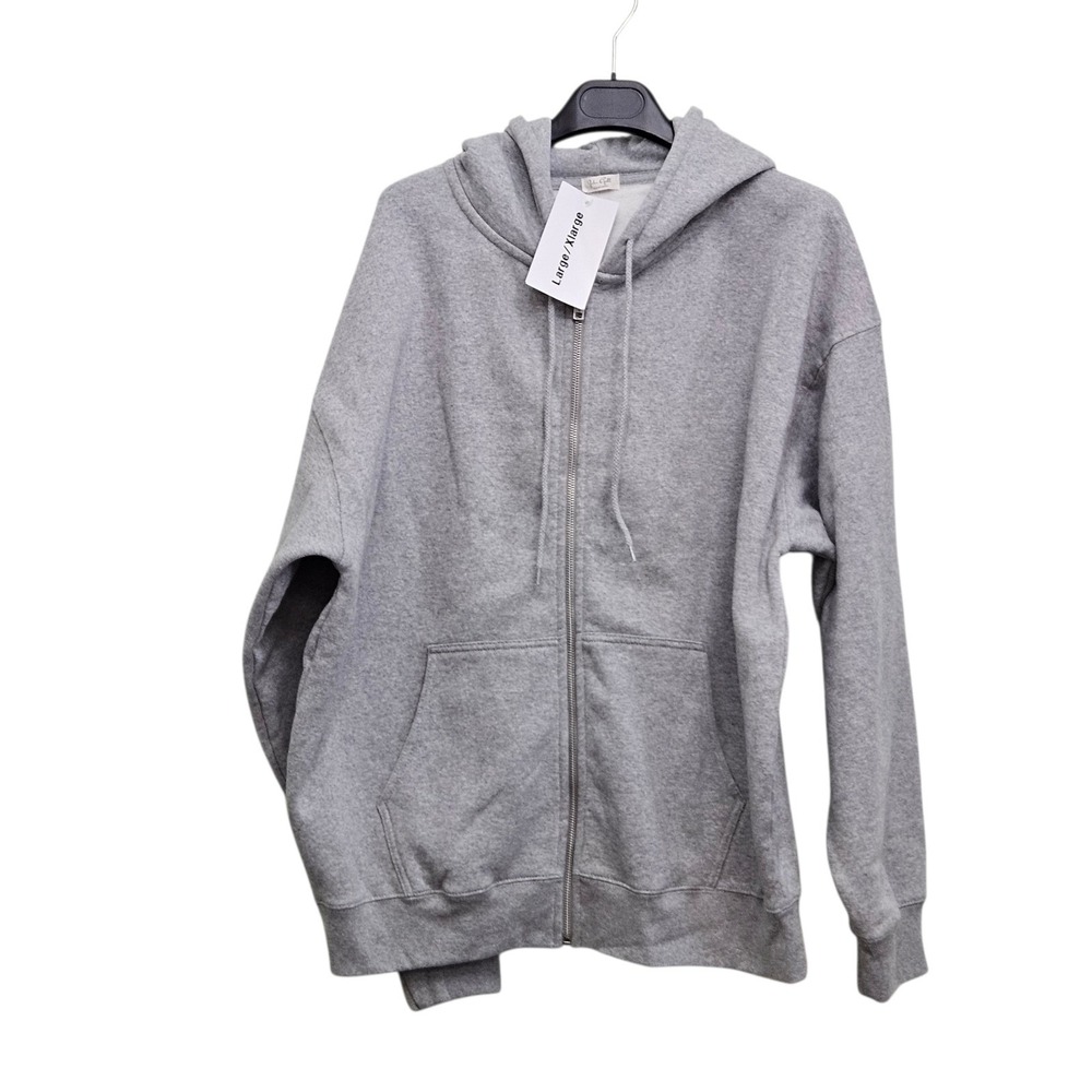 John Galt Hoodie Women L/XL Gray Full Zip Oversized Fleece Loungewear Casual